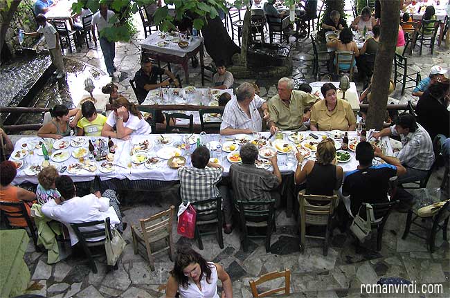 Sunday Family Lunch in one of the large Tavernas of Argyroupolis