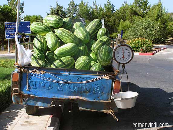 Watermelon Shop on Wheels, between Hania and Stavros