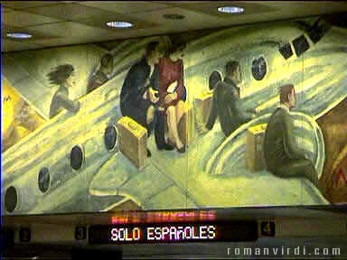 Part of Great Mural in Madrid Airport