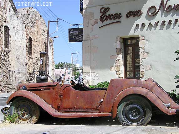 Old Petrol Pump along with Vehicle in Old Quarter of Hania