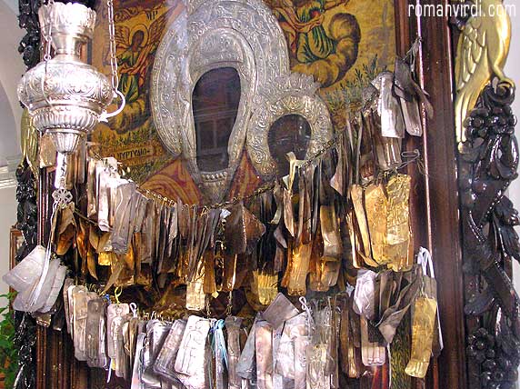 Madonna with Tags depicting Healed Body Parts on Madonna in Hania's Orthodox Cathedral