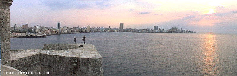 Sunset view onto Havana from El Moro