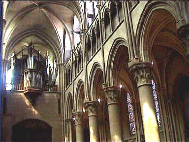 Impressive gothic architecture inside Notre Dame