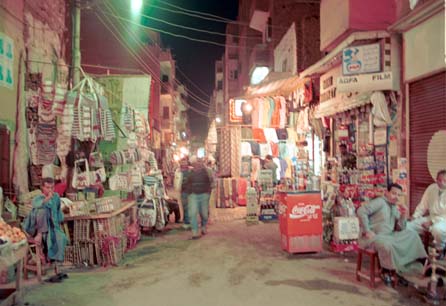 Aswan Market at night. I had some difficulty finding the boat when returning, as their captains can change berth whenever other boats arrive or depart