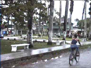 Bocas del Toro main street park after a cloudburst, Panama
