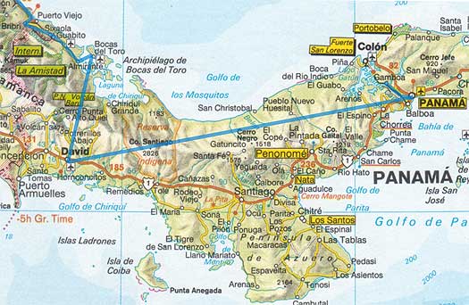 Our route through Panama (the map is clickable)
