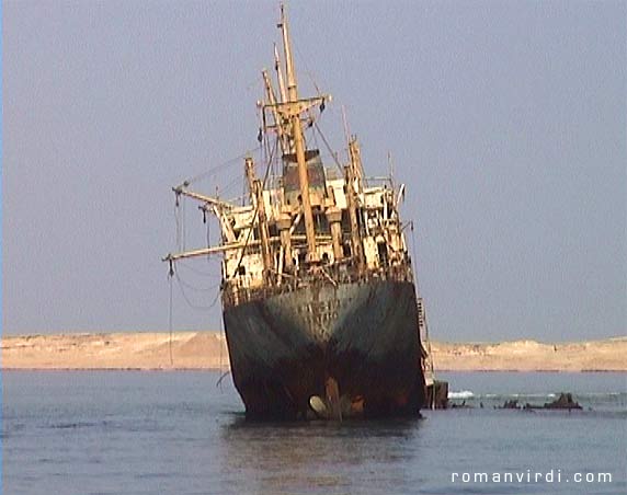 The Louilla stranded on Gordon Reef in the straits of Tiran in 1981. There are four reefs close together (the others are Thomas, Woodhouse and Jackson). Numerous ships have run aground on them due to strong waves and currents. There are some great dive and snorkel sites in the Straits of Tiran. Due to the current, drift dives are sometimes possible!