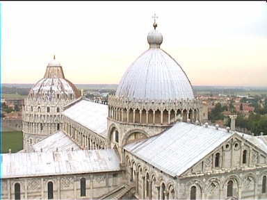 The view to the Cathedral and the Baptistry from the first viewing point of the Tower