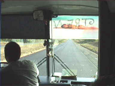 This bus takes us from Ciudad Guyana to Ciudad Bolivar
