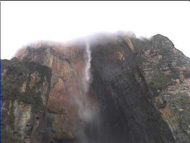 The top of Angel falls now in clouds
